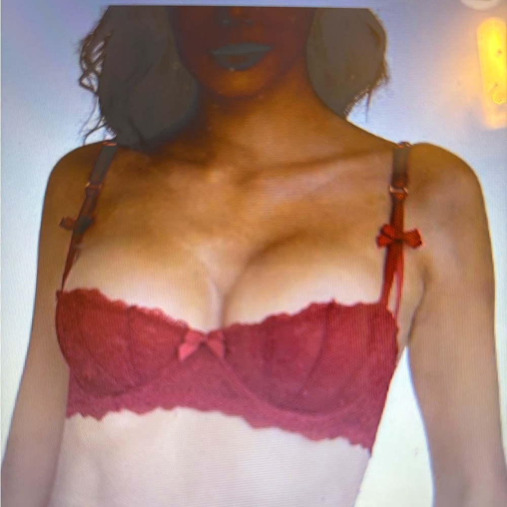 NWT red lace Demi cup underwire sheer bra